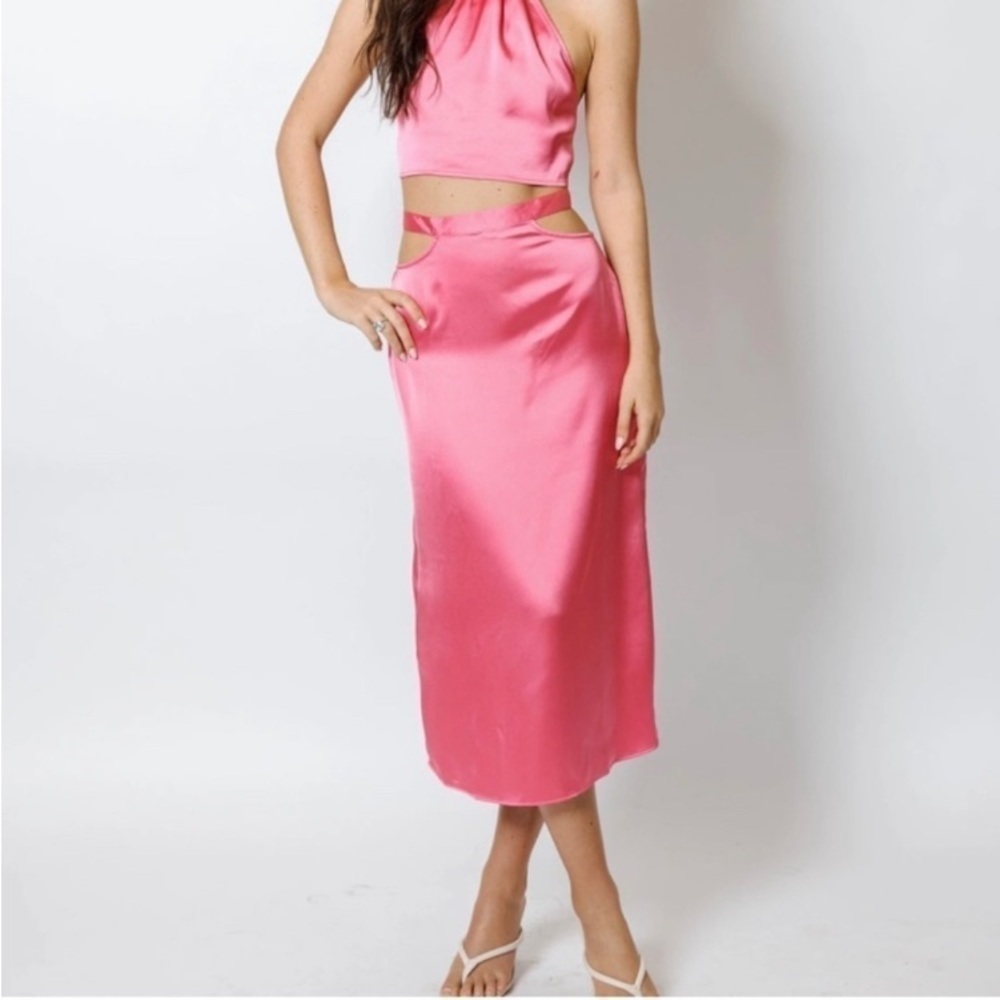 WeWoreWhat Satin Hip Cut Out Midi Skirt NWT - Picture 4 of 14